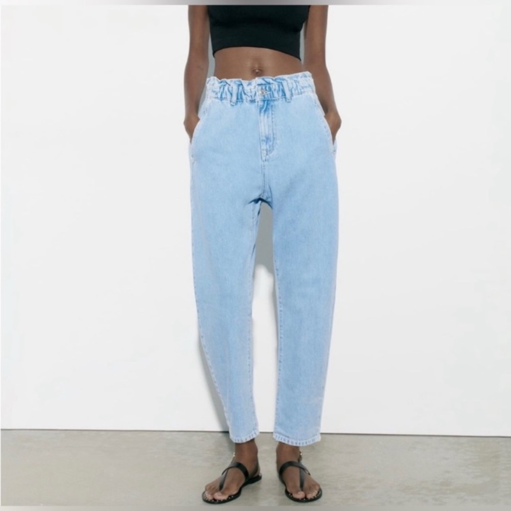 Zara Sky Blue Boyfriend Jeans